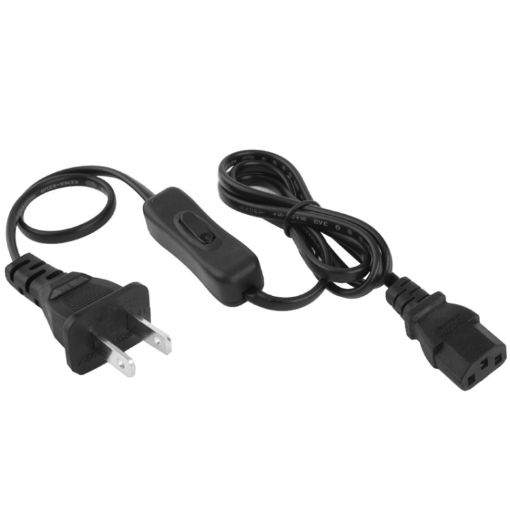 AC Power Cord 3 Prong, 304 Switch, 1.2m, Black - 1