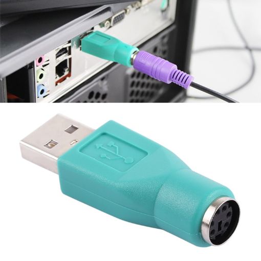 USB A to Mini DIN6 Female PS/2 Adapter (Green) - 1