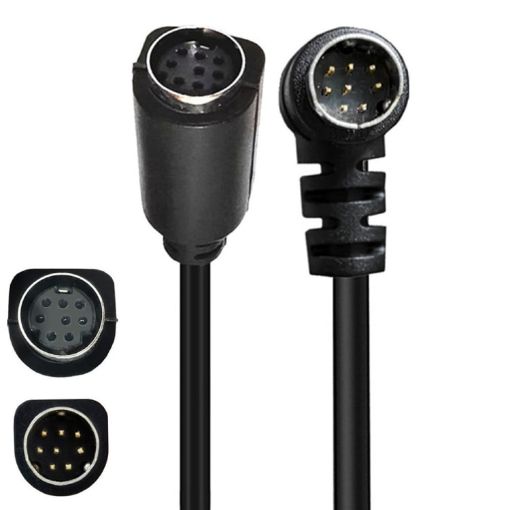Curved Mini DIN 8 Pin TV Audio Adapter 0.5m S-Video Cable (Black) - 1