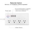 ZigBee 10A Smart Power Strip 2500W, 4 Holes + 4 USB, US Plug White - 3