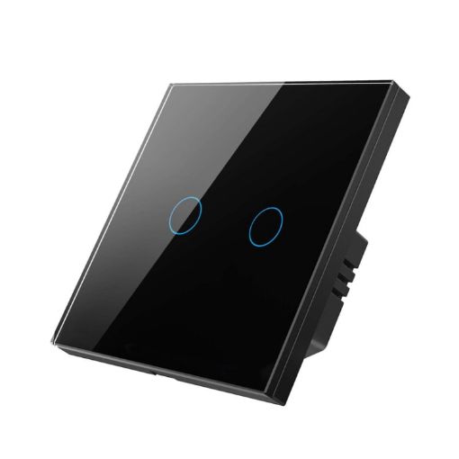 Tuya ZigBee 2 Gang Black Touch Wall Remote Light Switch EU Plug - 1