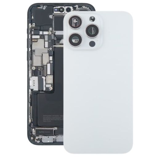 iPhone 15 Pro Glass Back Cover with Camera Lens (White) - 1