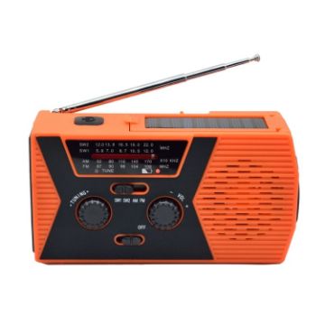 Emergency Radio 2000mAh AM/FM/NoAA Hand Crank Solar Powered (Orange) - 1