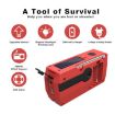 Emergency Radio: AM/FM/NOAA 2000mAh Crank & Solar Powered (Red) - 5