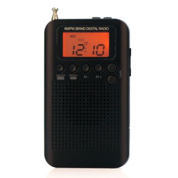 Mini Portable Black FM + AM Radio with Loudspeaker HRD-104 - 1