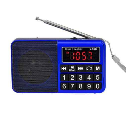Y-928 Blue FM Radio LED Display MP3 TF Card U Disk Support - 1