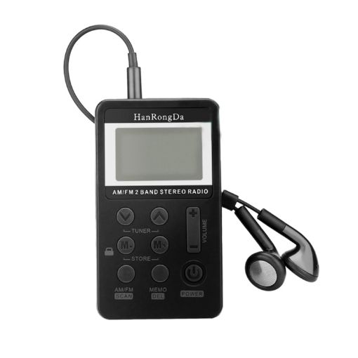 Portable AM/FM Rechargeable Stereo Radio with LCD Screen & Earphone - 1