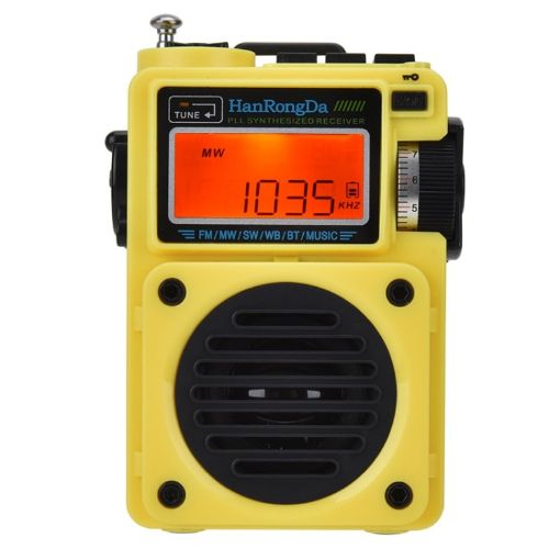 HanRongda HRD-701 Yellow Portable Radio Subwoofer Bluetooth TF Display - 1