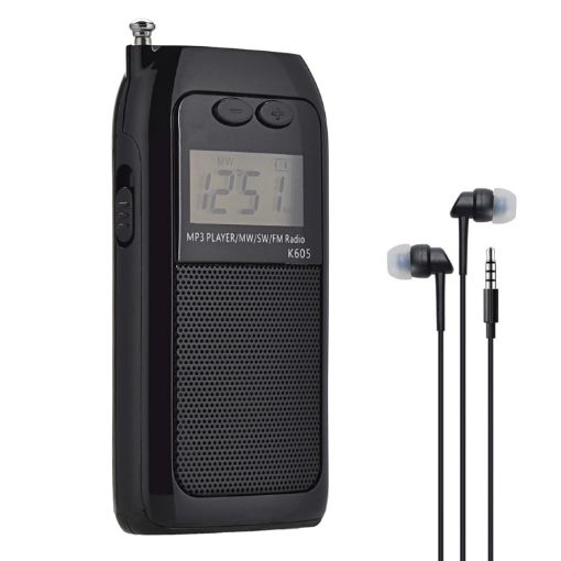 K-605 Portable FM/AM/SW Radio w/ TF Card Support (Black) - 1