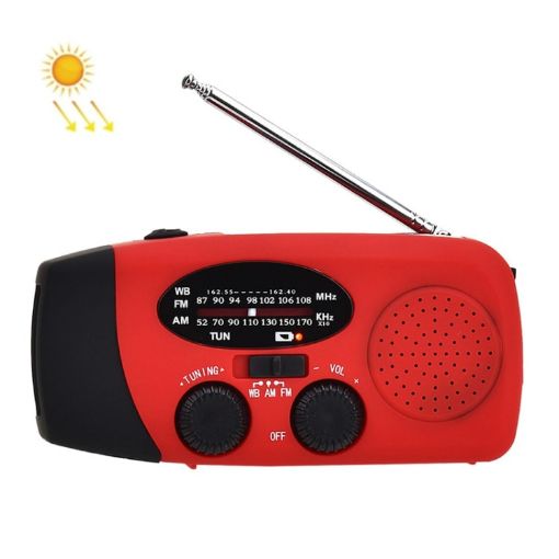 HRD-902 Hand Crank Solar LED Flashlight with FM Radio & Alarm - 1