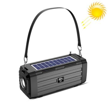 Solar Wireless Bluetooth Speaker with FM Radio - BDL-187 (Black) - 1