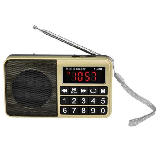 Y-928 Gold FM Radio with LED Display, MP3, TF Card & U Disk Support - 1