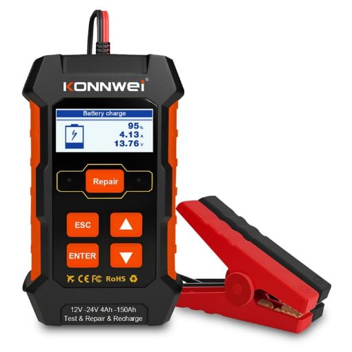 KONNWEI KW520 12V/24V Car Battery Tester with Repair & Charging (US Plug) - 1