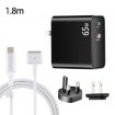 65W USB-C & QC3.0 Laptop Charger + 1.8m Cable, UK/US Plug (Black) - 1