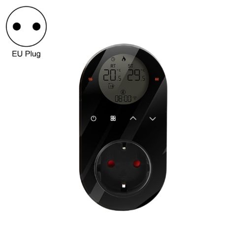 BHT12-C LCD Plug-in Thermostat, EU Plug, No WiFi (Black) - 1