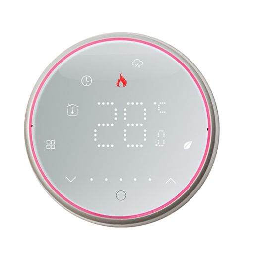 Smart Round LED Thermostat 95-240V AC 5A for Water Heating (White) - 1