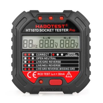 HABOTEST HT107D Digital Display Socket Tester (EU Plug) - 1