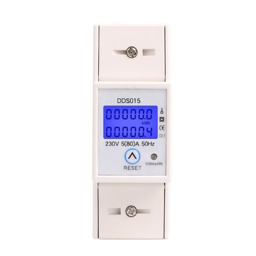 SINOTIMER DDS015 230V Energy Meter, Backlight Display, 5-80A - 1