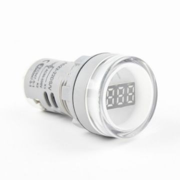 Mini Digital Display AC Voltmeter 60-500V, Open Hole 22mm White - 1