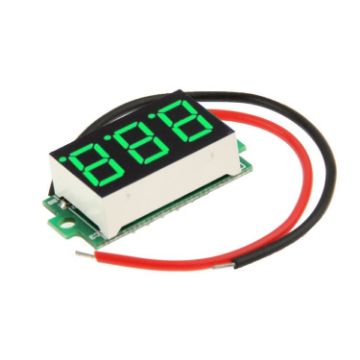 Mini Digital Voltage Panel Meter, DC 3.2-30V, Green Display - 1