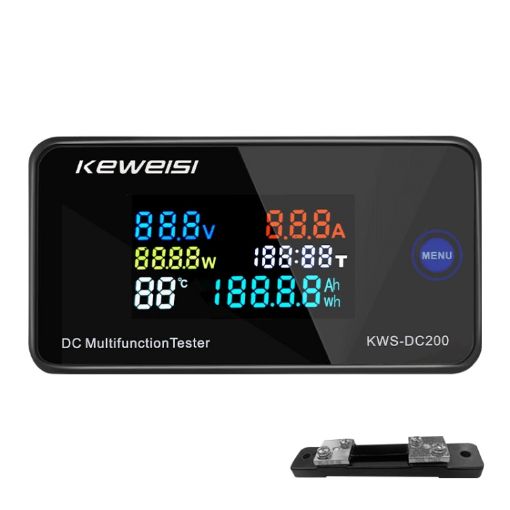 KWS-DC200-50A 8-120V DC Voltage Current Display with Shunt (Black) - 1