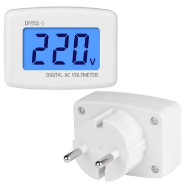 EU Plug DM55-1 AC 110V-220V LCD Digital Voltmeter Tester - 1