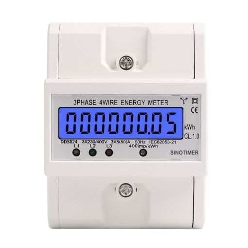 SINOTIMER Three-Phase Rail Type Electricity Meter 5-100A 400V - 1