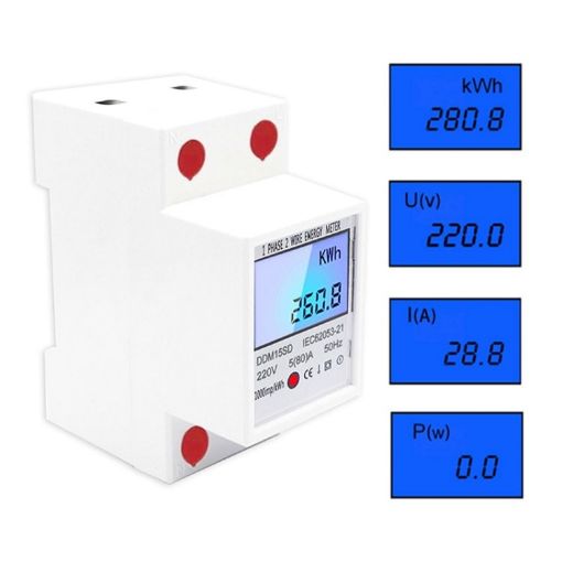 DDM15SD 5 (80) A Multi-function Single-phase Rail Meter LCD Display - 1