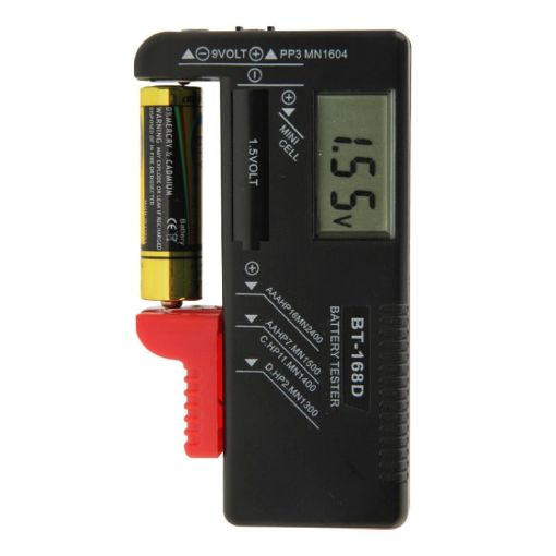 BT-168D Universal LCD Battery Tester for AAA, AA, 9V Batteries - 1