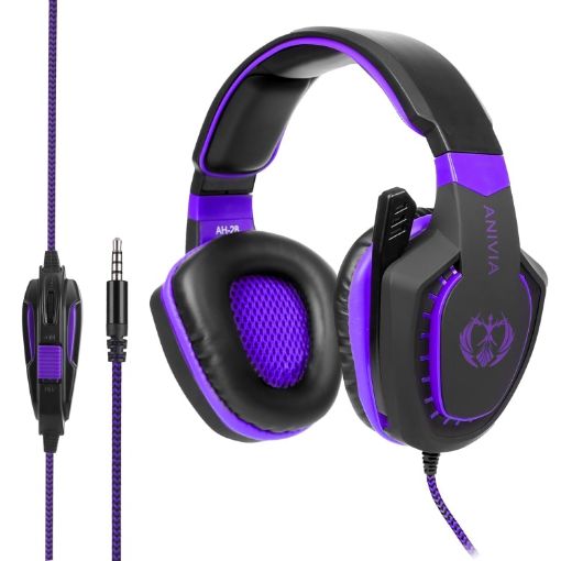 SADES AH-28 Noise-Reduction Gaming Headset, 2m Cable (Black Purple) - 1