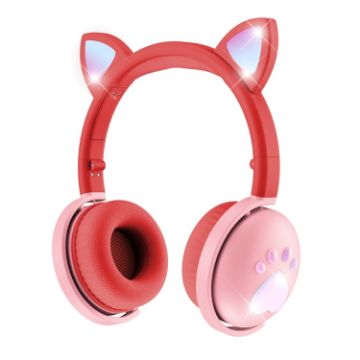 BK9 HiFi 7.1 Cat Ear Luminous Bluetooth Gaming Headset with Mic (Red) - 1