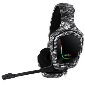ONIKUMA K20 PS4 Gaming Headset with RGB Light & Mic (Black Gray) - 1