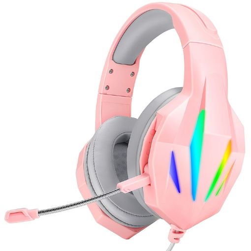 ERXUNG J5 Pink Head-Mounted Luminous Gaming Headset with Mic - 1