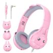SoulBytes S31 Kids Over-Ear Wired Earphone with Mic, Pink, 1.5m - 2