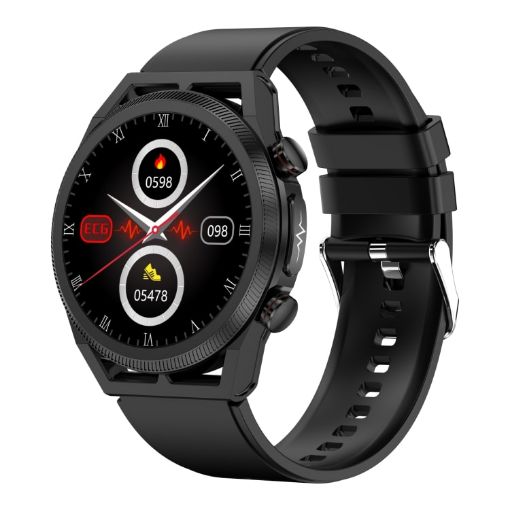 ET310 Black Smart Watch, 1.39" IPS, IP67, Temp & ECG Monitoring - 1