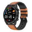 ET310 1.39" IPS IP67 Smart Watch, Leather Band, Temp/ECG (Brown) - 1