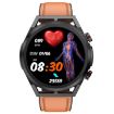 ET310 1.39" IPS IP67 Smart Watch, Leather Band, Temp/ECG (Brown) - 2
