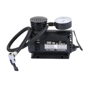 Mini Portable 12V Auto Air Compressor with 3 Nozzles (300 PSI) - 1