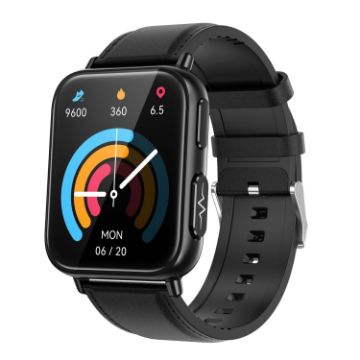 TK10 1.91" IP68 Waterproof Smart Watch with Leather Band (Black) - 1
