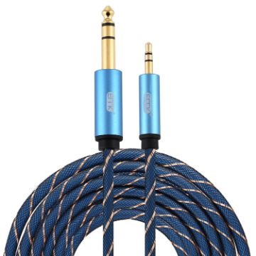 EMK 3.5mm to 6.35mm AUX Cable 5m Gold-Plated Nylon Braid Dark Blue - 1