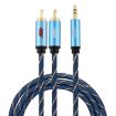 EMK 3.5mm Jack to 2 RCA Gold Audio Cable, 1.5m, Dark Blue - 1