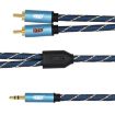 EMK 3.5mm Jack to 2 RCA Gold Audio Cable, 1.5m, Dark Blue - 3