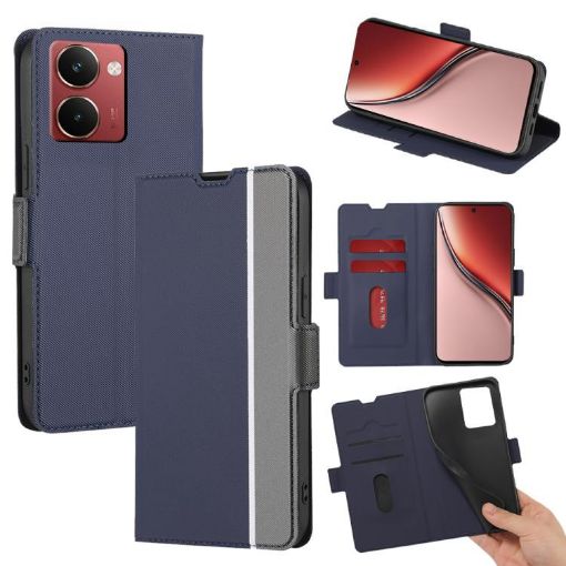 Realme P3 Ultra 5G Blue Leather Phone Case with Twill Texture - 1