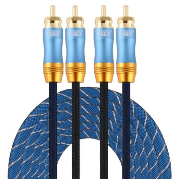 EMK 5m RCA Male to Male Gold Plated Audio Cable (Dark Blue) - 1