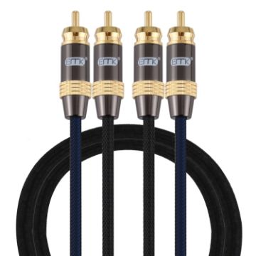 EMK 2x RCA Male to Male Gold Coaxial Audio Cable 1m (Black) - 1