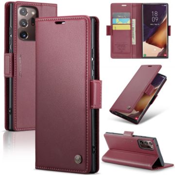 Samsung Note20 Ultra CaseMe 023 RFID Leather Case (Wine Red) - 1