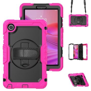 Lenovo Tab K9/One Silicone Hybrid Case with Strap, Rose Red - 1