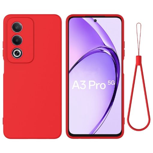 OPPO A3 Pro 5G India Red Liquid Silicone Dropproof Phone Case - 1