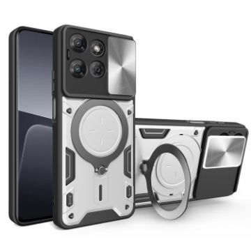 Moto G Power 2025 Silver Camshield Magnetic Holder Case - 1