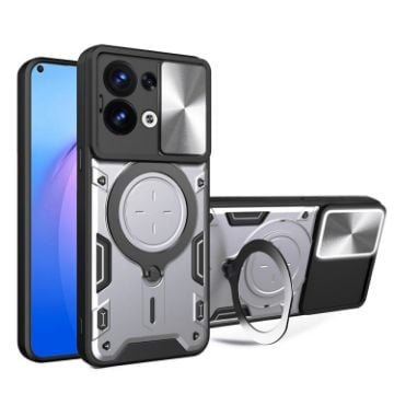 OPPO Reno8 5G Silver Sliding Camshield Magnetic Case - 1